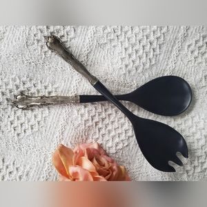 Vintage LUNT Sterling Silver Salad Serving Set Nylon/Plastic Fork & Spoon. D-263